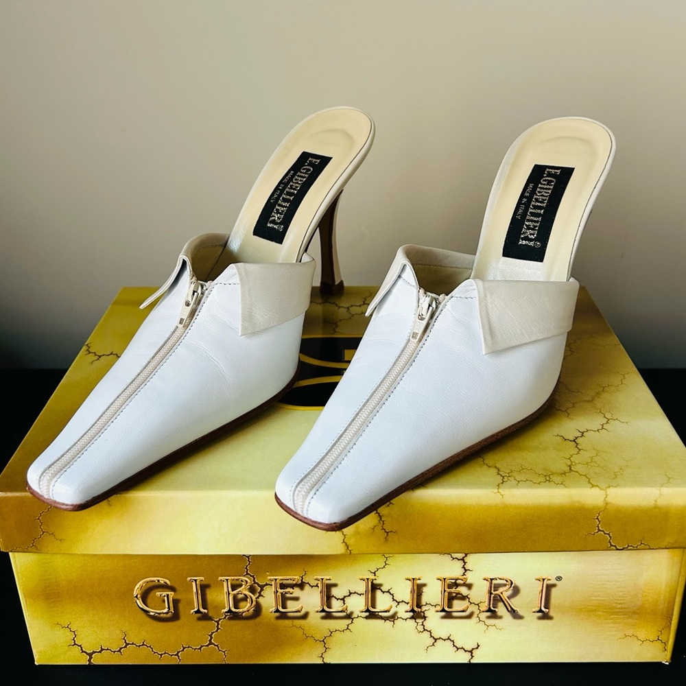 Leather Gibellieri open-back mules with a zipper detail